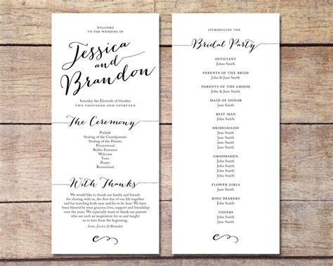 Simple Wedding Program - Customizable - Elegant Design