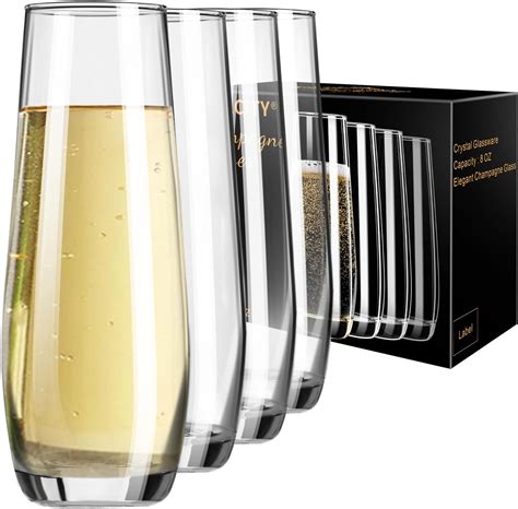 Dorelina Stemless Champagne Flutes Set Of 4 Gold Rim