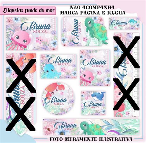 Cartela De Adesivos Personalizados No Tema Fundo Do Mar No Elo Artes