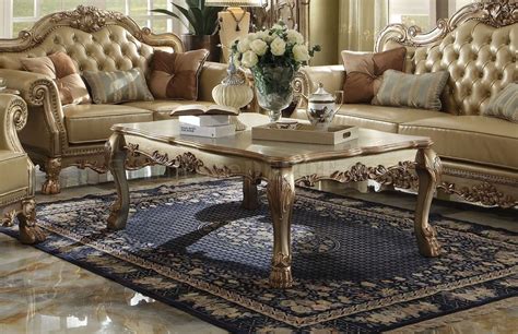 Dresden 83160 Coffee Table In Gold Tone Patina By Acme W Options