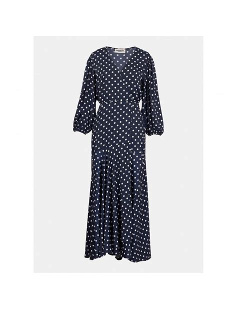 Essentiel Antwerp Antwerp Vundamental Blue White Polka Dot Midi Dress