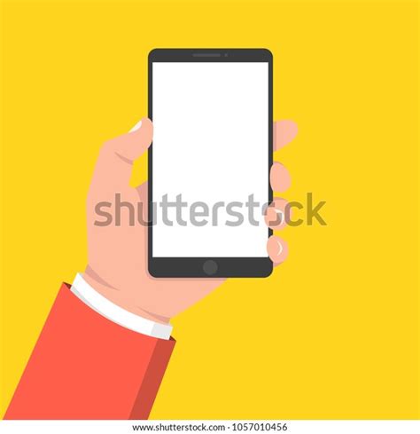 Hand Holding Smartphone Touching Screen Vector Stock Vector Royalty Free 1057010456 Shutterstock