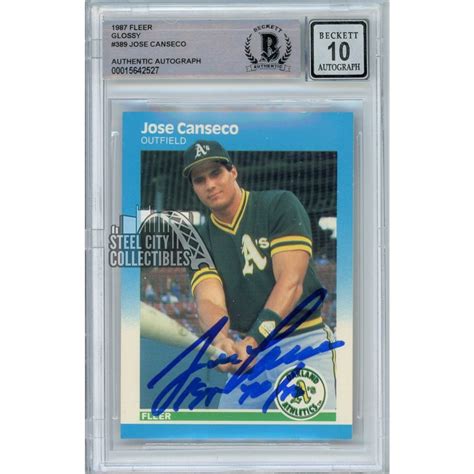 Jose Canseco 1987 Fleer 1st 40 40 Autograph Rookie Card 389 BAS 10