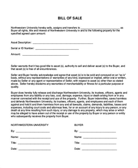 Basic Bill Of Sale Printable Storeslio