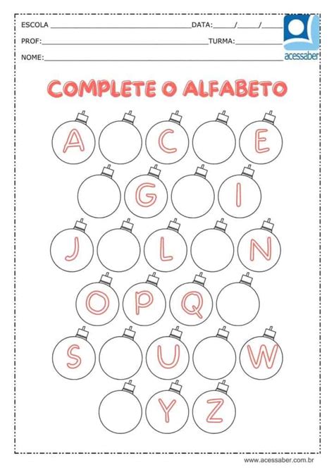 Atividade De Portugues Alfabeto - Atividade de português: Complete o alfabeto - Ed. infantil e 1º ano ...