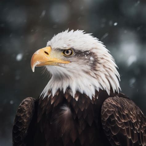 Premium Ai Image A Bald Eagle With A White Head And Yellow Beak Sits