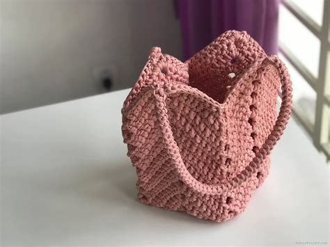 Granny Square Bottom Handbag Crochet Tutorial T Shirt Yarn Gratia