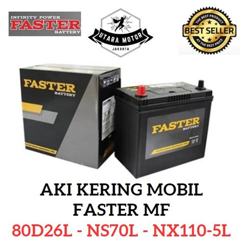 Jual FASTER Aki Kering Mobil MF 80D26L NS70L NX110 5L 12V 70Ah Colt