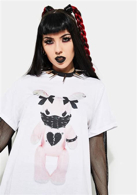 Current Mood Bondage Bunny Strap Graphic Tee White Dolls Kill