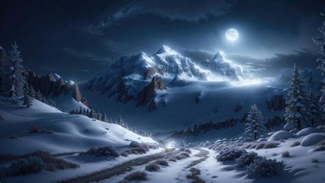 Premium AI Image | Snowy Mountain Night