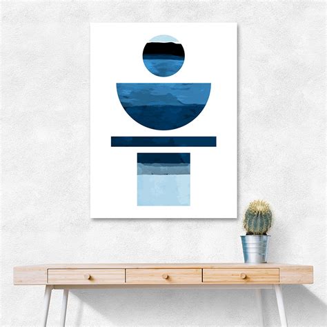 Abstract Shapes In Blue Wall Art