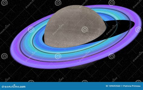 Purple and Blue Rings Around the Planet Saturn in a Dark Sky. Stock ...