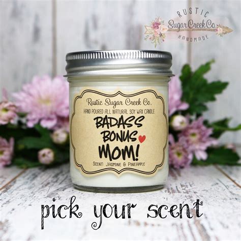 Badass Bonus Mom Candle Mothers Day T For Step Mom T Etsy