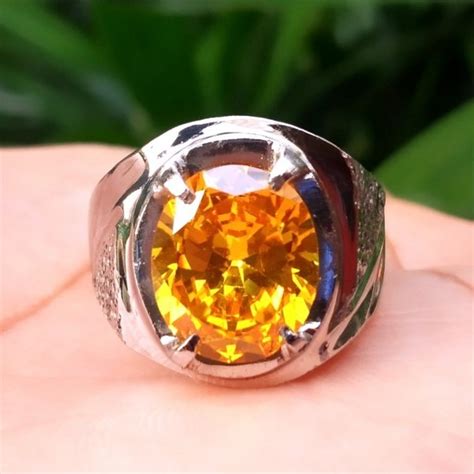 Jual Cincin Batu Akik Permata Yellow Citrine Size Kantoran Ring