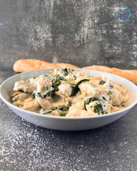 Slow Cooker Creamy Spinach Artichoke Chicken The Lazy Slow Cooker