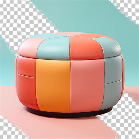 Pouf Rond Et Carr Color En Faux Cuir Et En Tissu Avec Fond