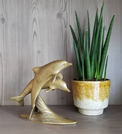 Vintage brass dolphin statue | dolphin figurine | brass animal | gift for dolphin lover ...