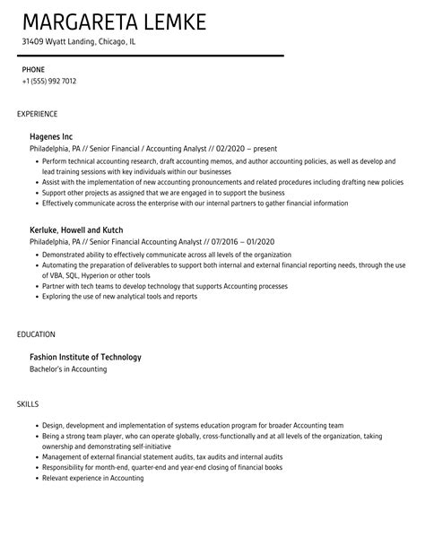 Senior Financial Accounting Analyst Resume Samples Velvet Jobs