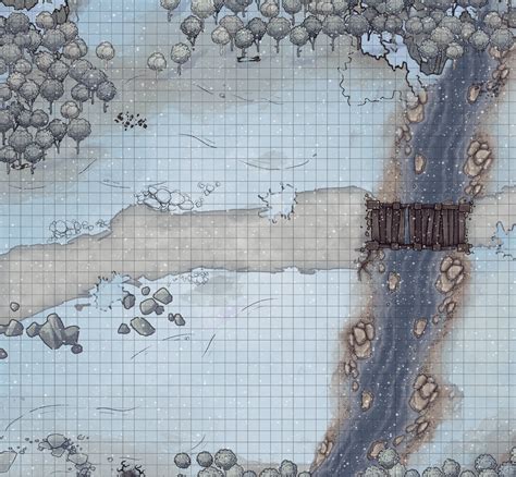 Snowy Gridded Battle Map D D TTRPG Snow Map Fantasy Map Dungeon Maps