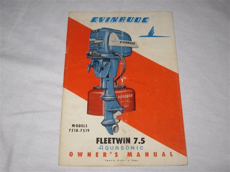 Vintage Evinrude Fleetwin 7 5 Owners Manual Evinrude Outboard Motor Boat 1872533291