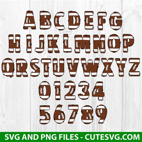 Footbal Alphabet And Numbers Svg Football Font Football Letters Svg