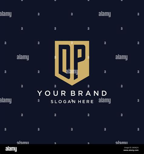 Dp Monogram Initials Logo Design With Shield Icon Template Stock Vector