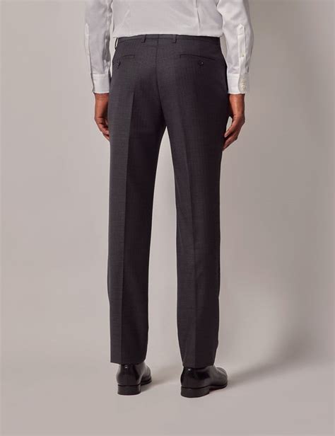 Mens Charcoal Herringbone Slim Suit Trousers Hawes And Curtis