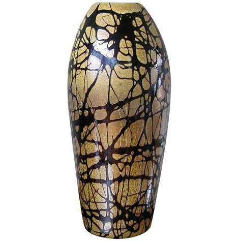 Black And Gold Italian Murano Glass Vase By Cenedese At Stdibs