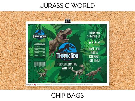 Jurassic World Chip Bag Printable Etsy