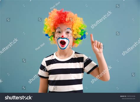 Cute Little Boy Clown Makeup Raised Stock Photo 1337314109 | Shutterstock