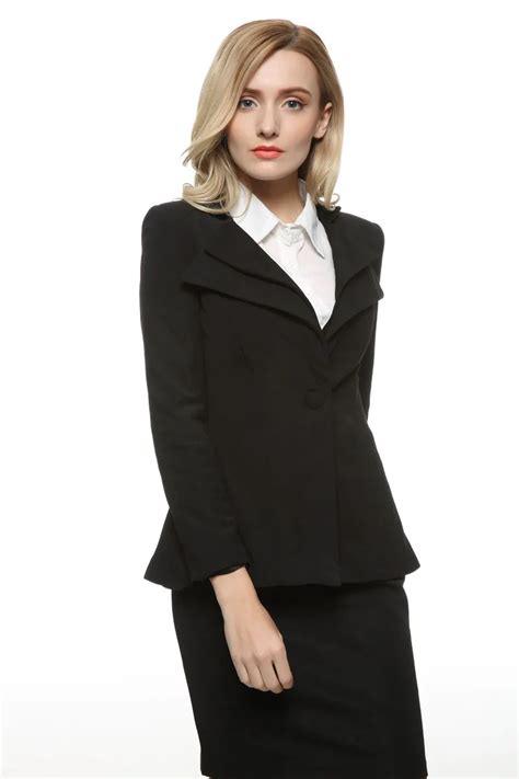 Women Blazer 2017 Autumn Office Ladies Jackets Small Suit One Button Slim Work Wear Black