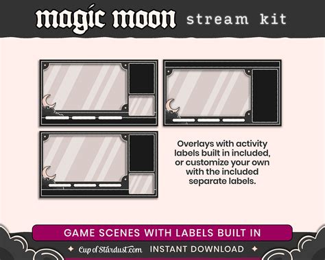 Magic Moon Twitch Overlays Animated Stream Package Lunar Etsy