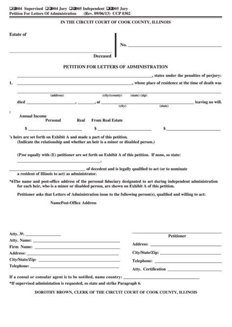 Fillable Petition For Letters Of Administration Printable Free Nude