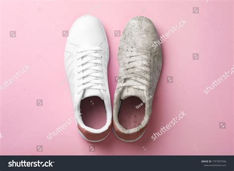 Pair Trendy Shoes Before After Cleaning Stock Photo 1757997356 ...