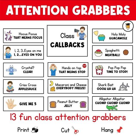 CLASS CALLBACKS Classroom Posters Teacher Printables Attention Grabbers