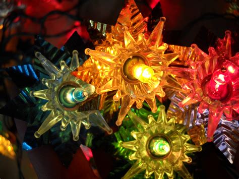 Vintage Multi-Colored Christmas Tree Star Lights with Foil