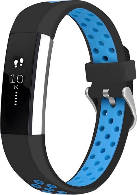 Fitbit Alta HR Blauw Bandje IMoshion Siliconen Sport Band Zilveren