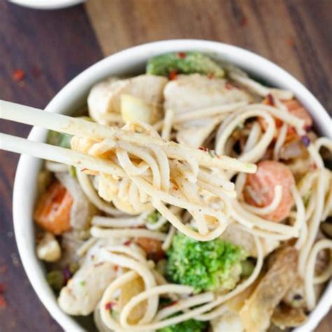 Easy Thai Peanut Chicken Noodle Stir Fry Chef Lindsey Farr