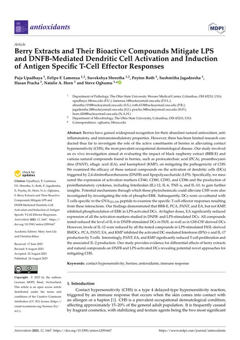 Pdf Berry Extracts And Their Bioactive Compounds Mitigate Lps And