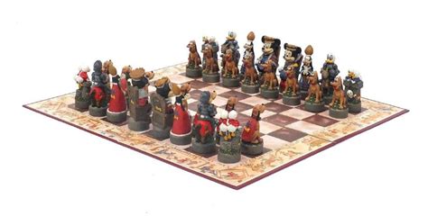 Vintage Disney figural chess set, with board and box,