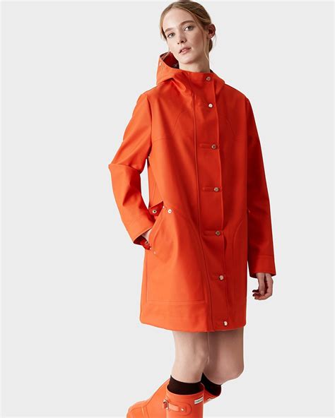 Hunter Women S Original Rubberized Hunting Coat Orange Xs Girls Wear