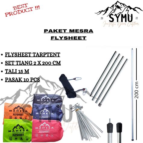 Jual Paket Flysheet X M Waterproof Tiang Pasak Tali Kur Paracord Set