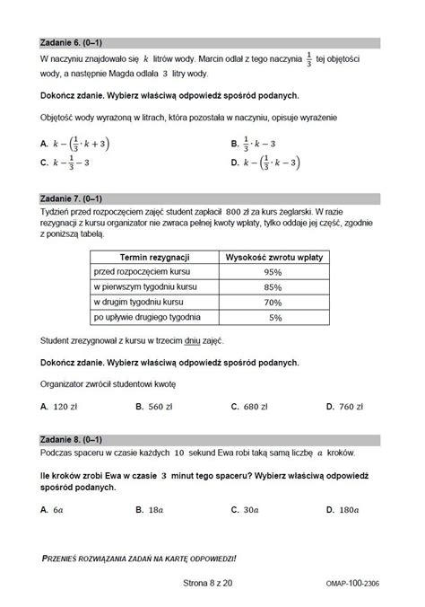 Egzamin Smoklasisty Matematyka W Terminie Dodatkowym Arkusz Cke