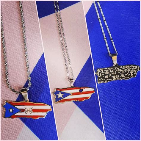 Silver Puerto Rico Flag Necklace - Etsy