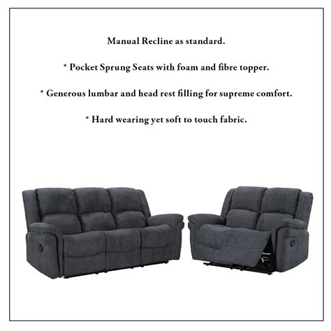 Manual Recliner Black/Grey Sofa Set - Sliding Wardrobes 4 u