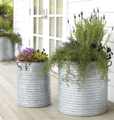 Galvanized Steel Planter With Handles Rejuvenation Galvanized Planters Outdoor Planters