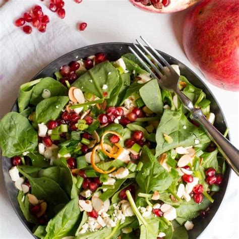 Spinach And Pomegranate Salad With Clementine Vinaigrette Wholefully