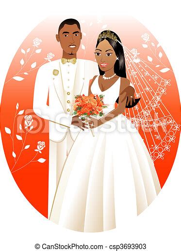 African American Bride And Groom Clipart Cartoon