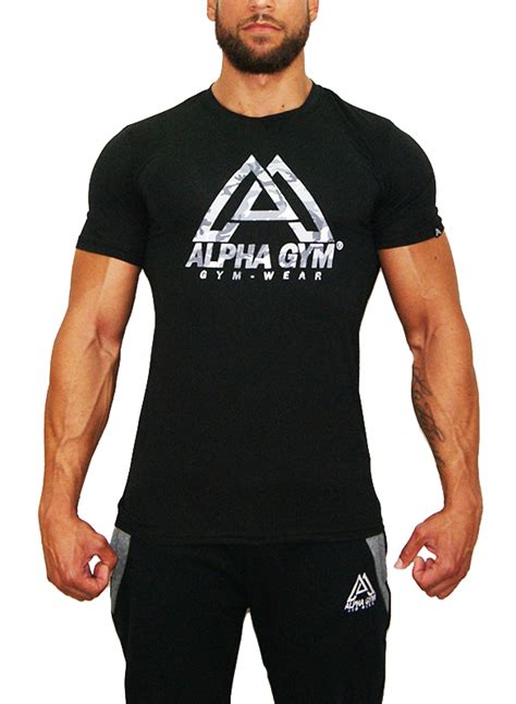 Alpha Gym White Camouflage T Shirt Black T Shirts Longsleeves