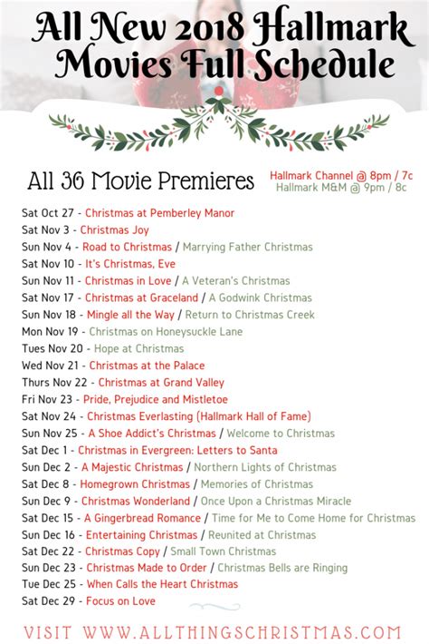 Printable Hallmark Christmas Movie Schedule